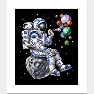 Astronaut Blowing Bubbles Posters and Art